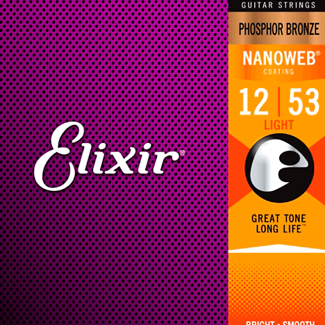 Elixir Phosphor Bronze Nanoweb Acoustic Guitar Strings Acoustic