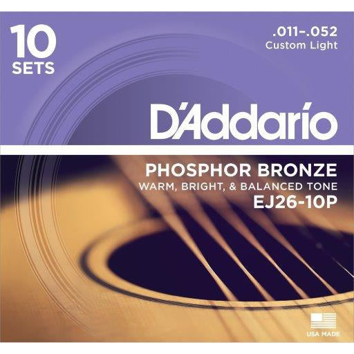 Save Big with D Addario EJ26 10P Custom Light Gauge 10 pack